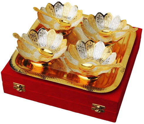 Brass 9 Pc Bowl Kamal Set 2 tone 0.116kg