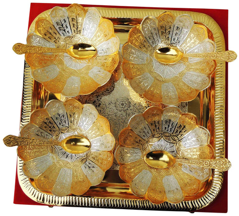 Brass 9 Pc Bowl Kamal Set 2 tone 0.116kg