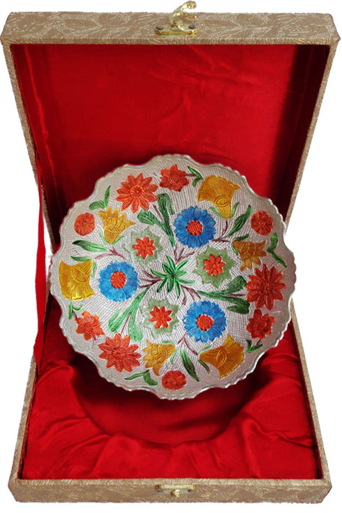 Brass Decorative Colored Bowl with Plate 0.484kg