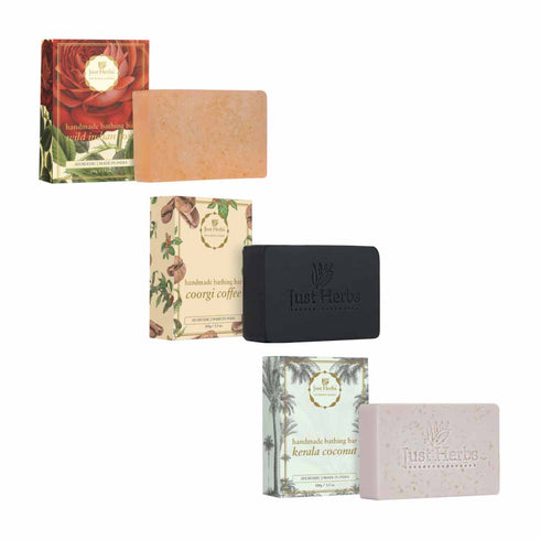 Just Herbs Handmade Bathing Bar Trio 100g each