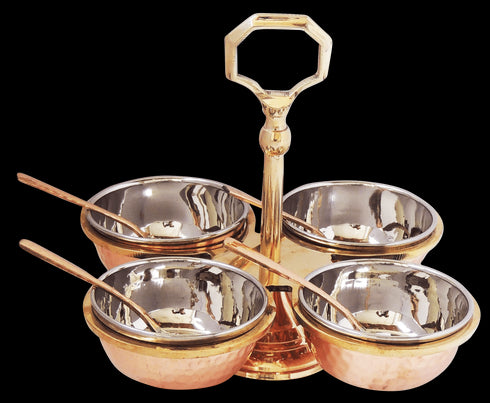 Brass & Steel Pickel Achar holder Bowl with spoon 0.915kg