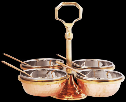 Brass & Steel Pickel Achar holder Bowl with spoon 0.915kg