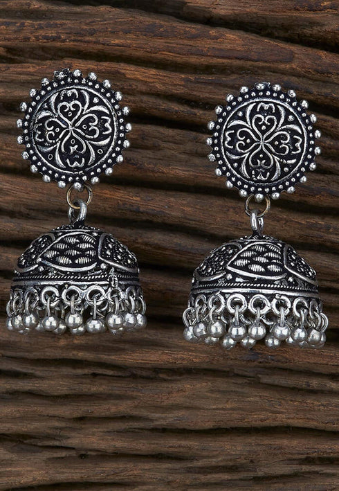 Traditional Beaded Jhumka Style Oxidized Earrings 20g