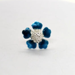 Pure Silver Blue Color Flowers Pack of 5 Pcs Total 11g