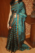 Uppada Silk Saree Blue Green Body Black, and Gold Lines