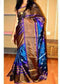 Uppada Silk Saree Blue, and Gold With Butis