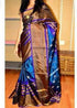 Uppada Silk Saree Blue, and Gold With Butis