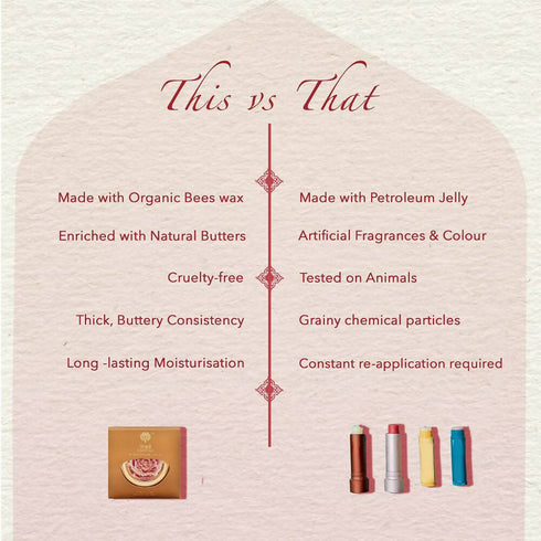Khadi Essentials Wild Rose Lip Balm with Shea Butter And Essential Oils