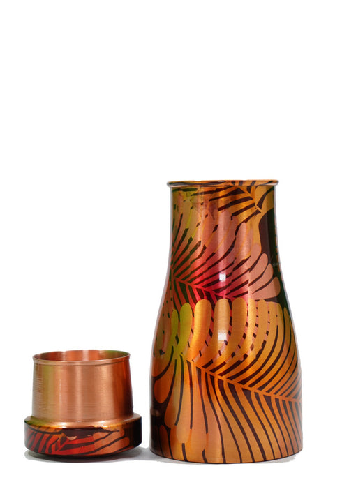 Prakruthi Copper Beautiful Design Print Bedroom Water Bottle Multicolour 350gms