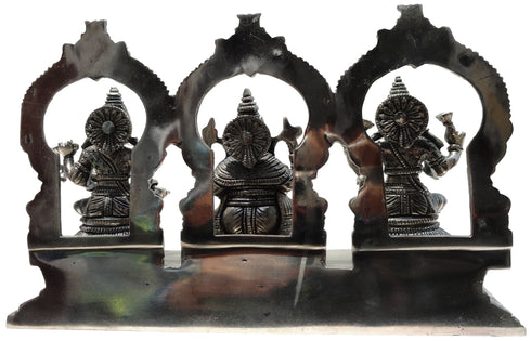 Brass Lakshmi Ganesh Sarasvati With Same Base Statue 5.4kg