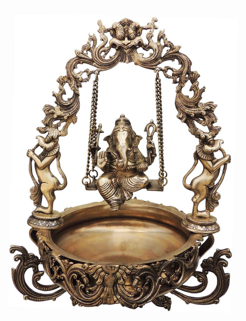 Brass Made Lord Ganesha Urli 12.05kg