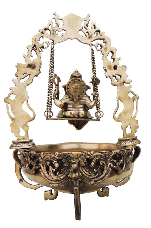 Brass Made Lord Ganesha Urli 12.05kg