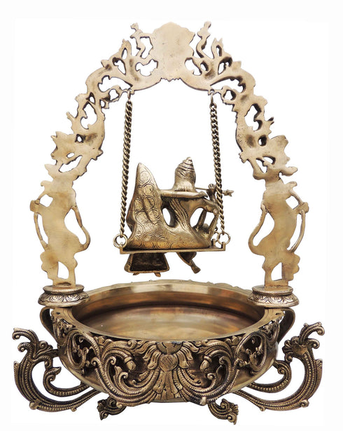 Brass Metal Radha Krishna Urli 12.095kg