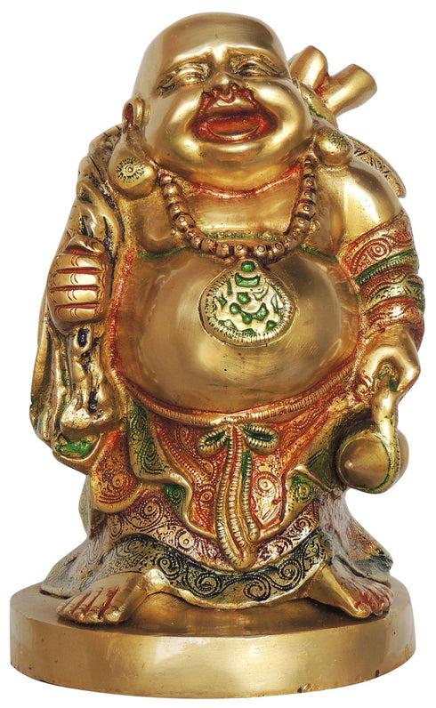 Brass Laughing Buddha God Idol Statue 7.4kg
