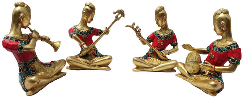 Brass Rajasthani Musical Set Of 4 Pc Statue 5.5kg