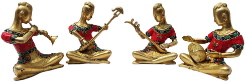 Brass Rajasthani Musical Set Of 4 Pc Statue 5.5kg