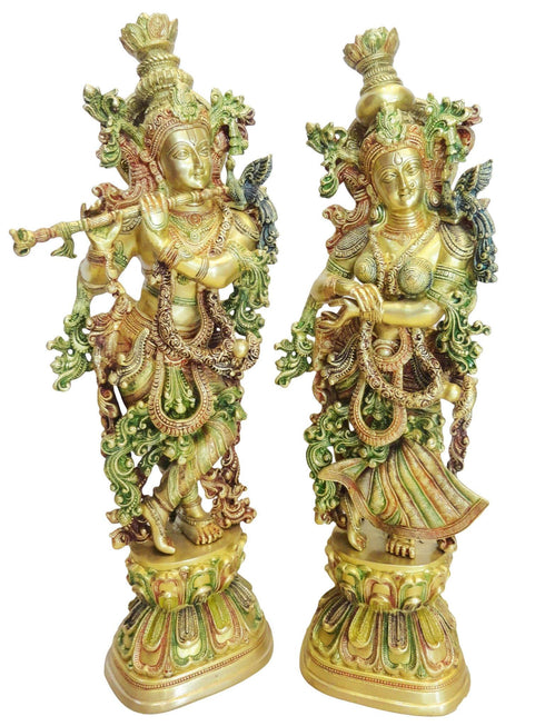 Brass Radha Krishna Pair God Idol Statue 31.4kg