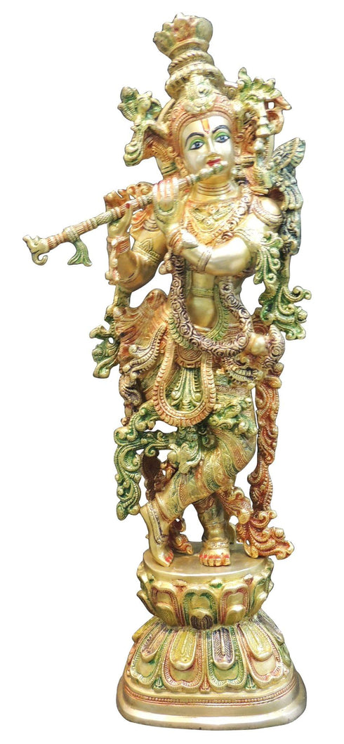 Brass Krishna God Idol Statue 15.4kg