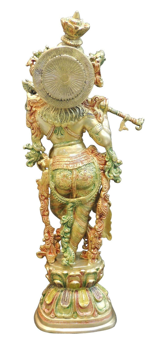 Brass Krishna God Idol Statue 15.4kg