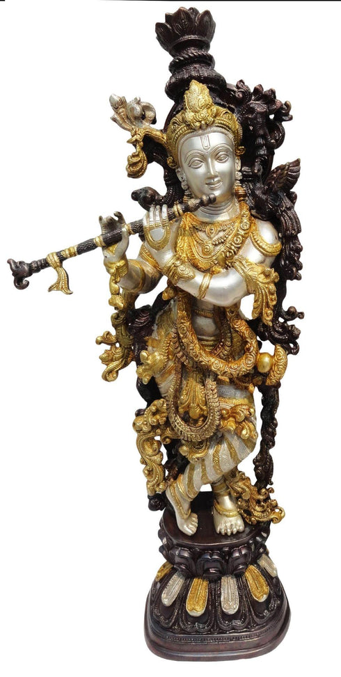 Brass Krishna God Idol Statue 15.4kg