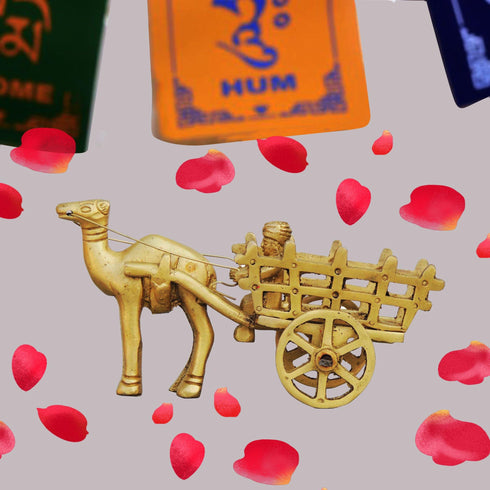 Brass Camel Cart Without Roof Statue 0.27kg