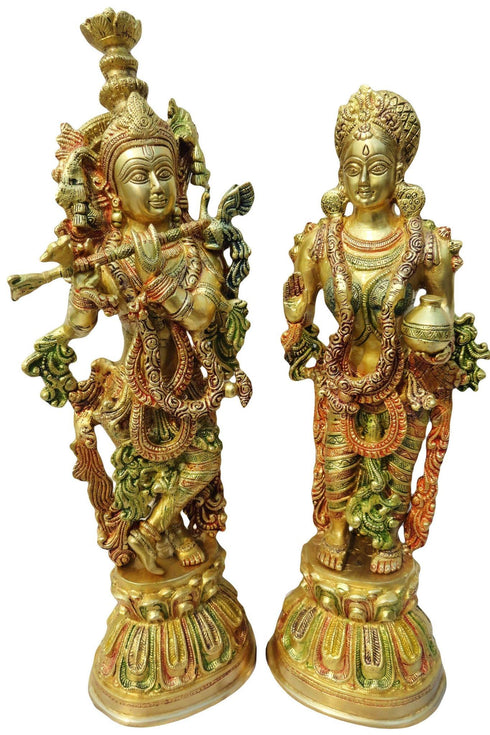 Brass Krishan and Radha Pair God Statue 16.3kg