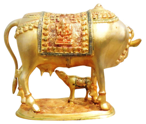 Brass Cow With Calf Statue 7.52kg