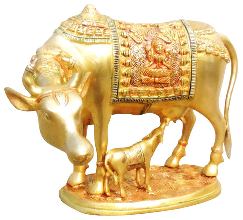 Brass Cow With Calf Statue 7.52kg