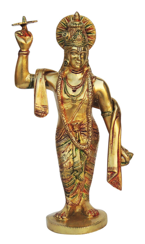 Brass Krishna With Chakra Idol 2.2kg