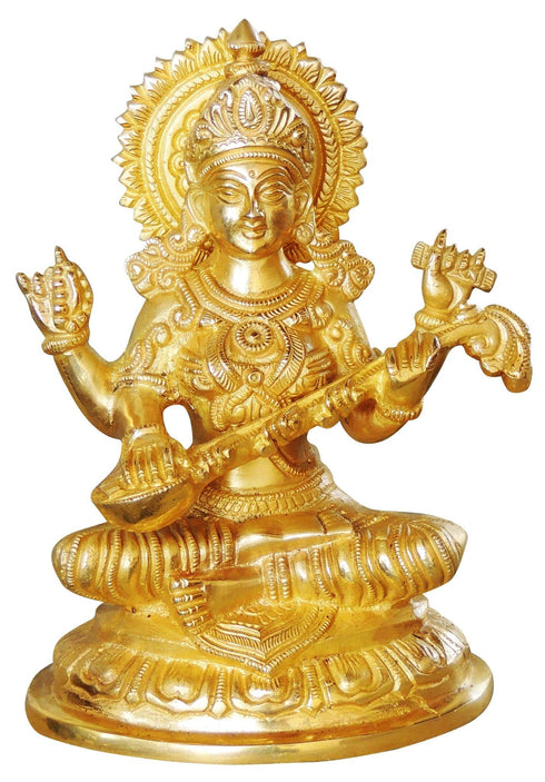 Brass Saraswati Ji Goddess Idol Statue 2.075kg