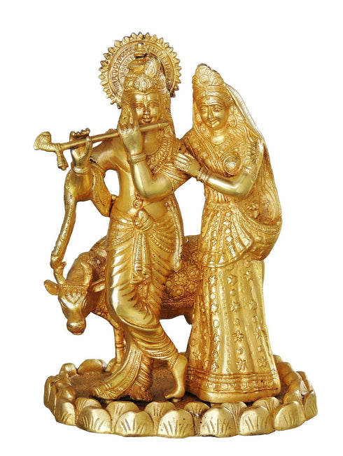 Brass Radha Krishan Pair With Cow Statue 4.825kg