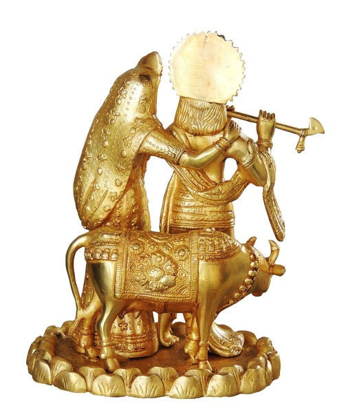 Brass Radha Krishan Pair With Cow Statue 4.825kg