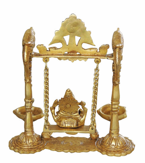 Brass Ganesh Jhula with Parrot and Deepak 1.76kg
