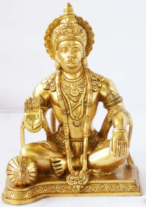 Brass Sitting Hanuman Ji God Idol Statue 3.94kg