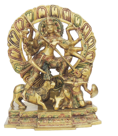 Brass Mahishasur Vardhini Statue 6.34kg