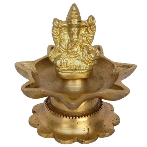 Brass Ganesha Oil Lamp Deepak 7 Wicks 0.2kg