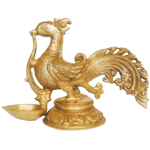 Brass Cock Murga Oil Lamp Deepak 1.49kg