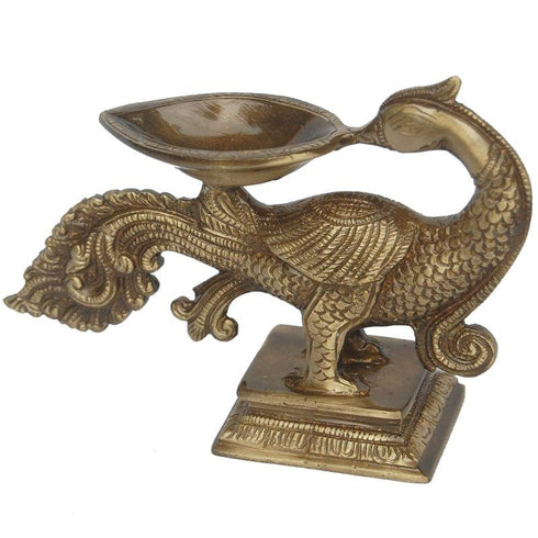 Brass Peacock Diya Deepak Lamp 1 Wicks 0.81kg