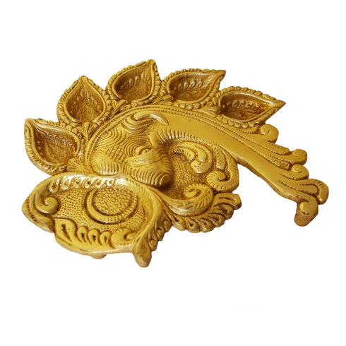 Brass Elephant Conch Shape Deepak 5 Wicks 0.73kg