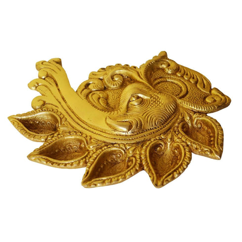 Brass Elephant Conch Shape Deepak 5 Wicks 0.73kg
