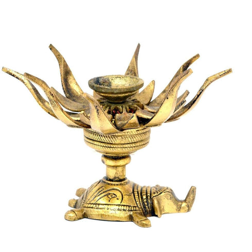 Brass Flower Candle Holder On Elephant 0.3kg