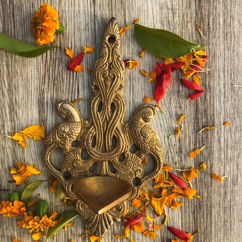 Brass Wall Decor Oil Lamp Deepak 0.33kg