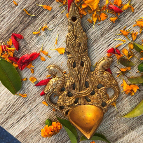 Brass Wall Decor Oil Lamp Deepak 0.33kg