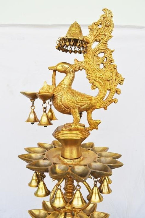 Brass Peacock Shape 3 Floor Oil Lamp 27kg