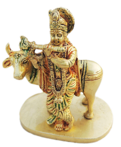Brass Cow Krishna Statue 0.76kg