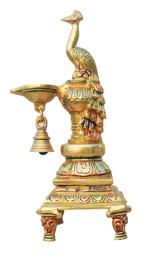 Brass Fancy Peacock Deepak 0.5kg