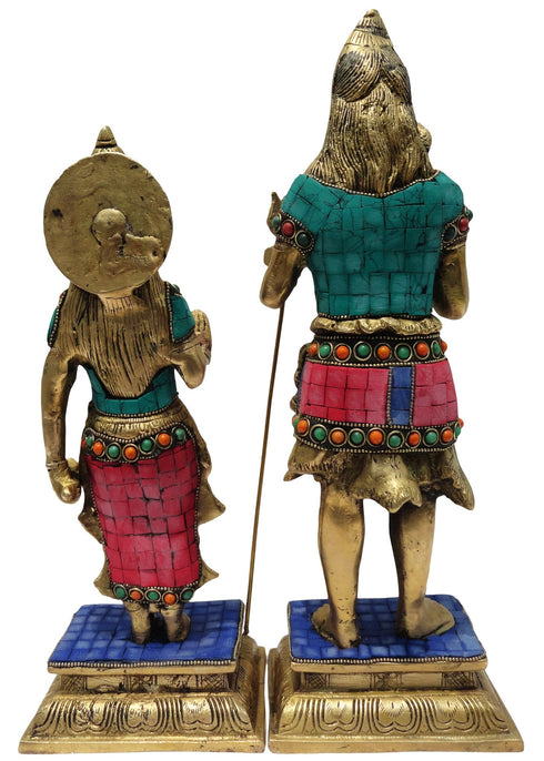 Brass Shiv Parvati Pair God Idol Statue 3.564kg