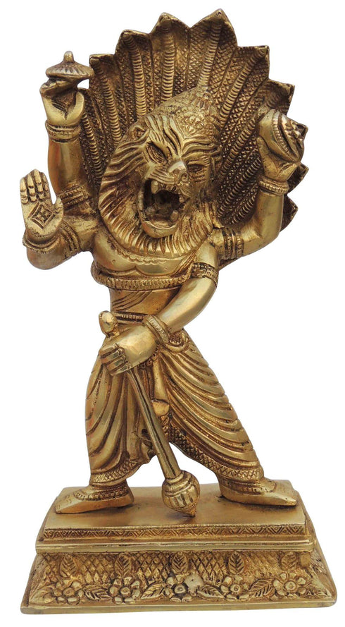 Brass Narsingh Bhagwan God Idol Statue 2.88kg