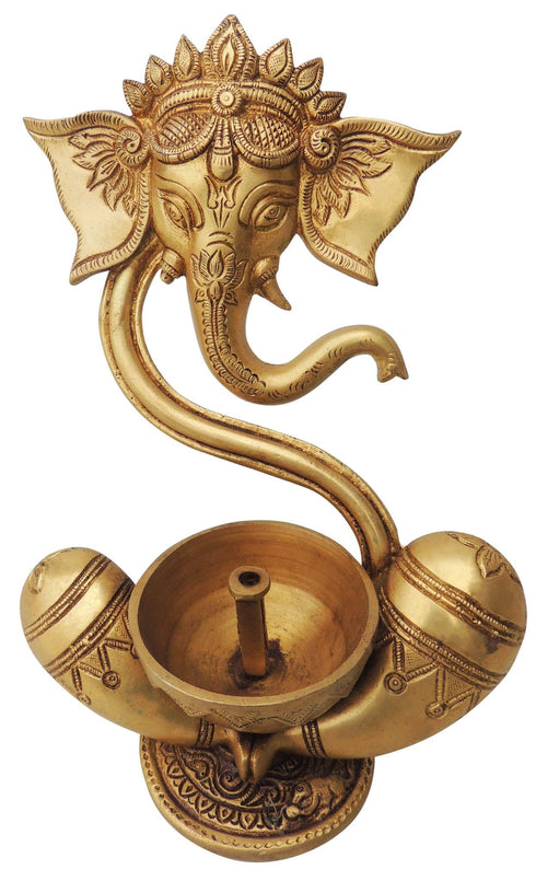 Brass Table Decor Deepak With Ganesh Ji 1.32kg