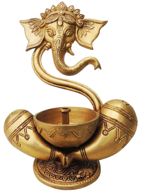 Brass Table Decor Deepak With Ganesh Ji 1.32kg